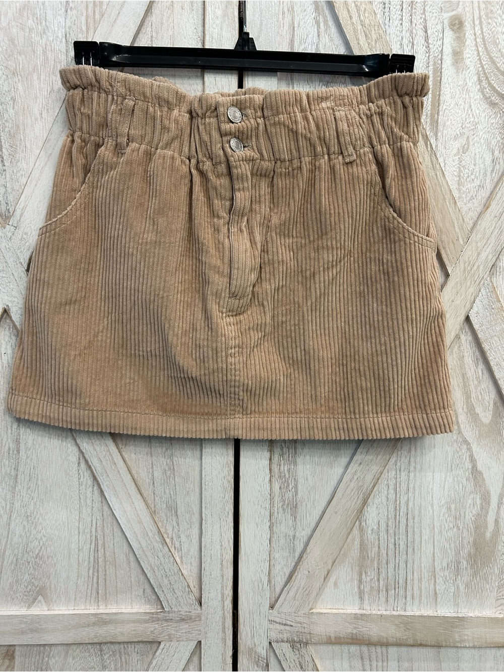 Forever 21 Tan Corduroy Paperbag Waist Mini Skirt